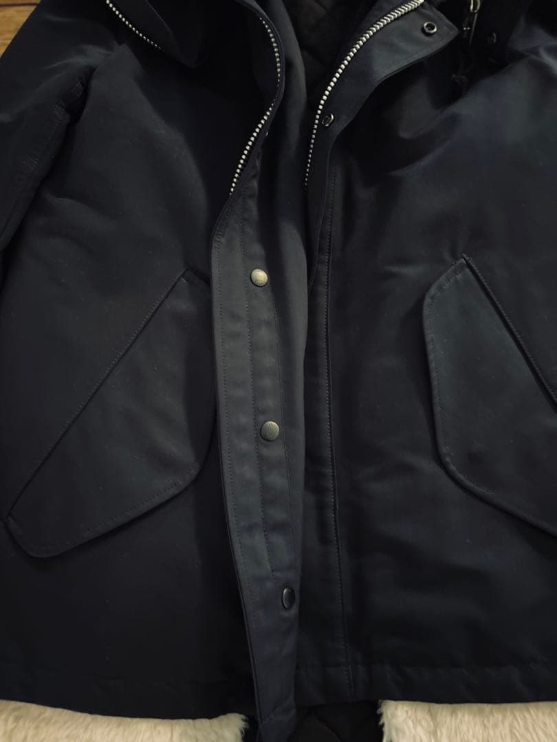 THE RERACSフリース裏地付きブラックネイビーコート