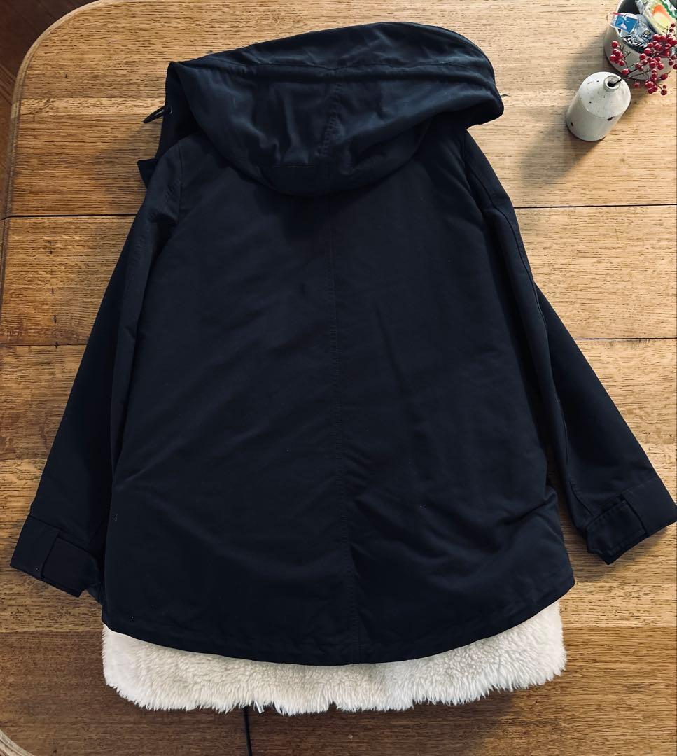 THE RERACSフリース裏地付きブラックネイビーコート