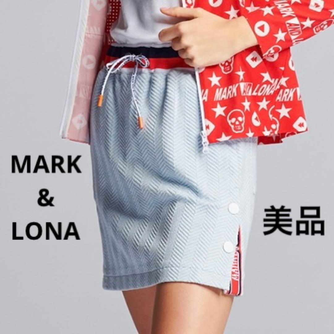 マークアンドロナ　MARK&LONA スカート　水色　ヘリンボーン　40サイズ
