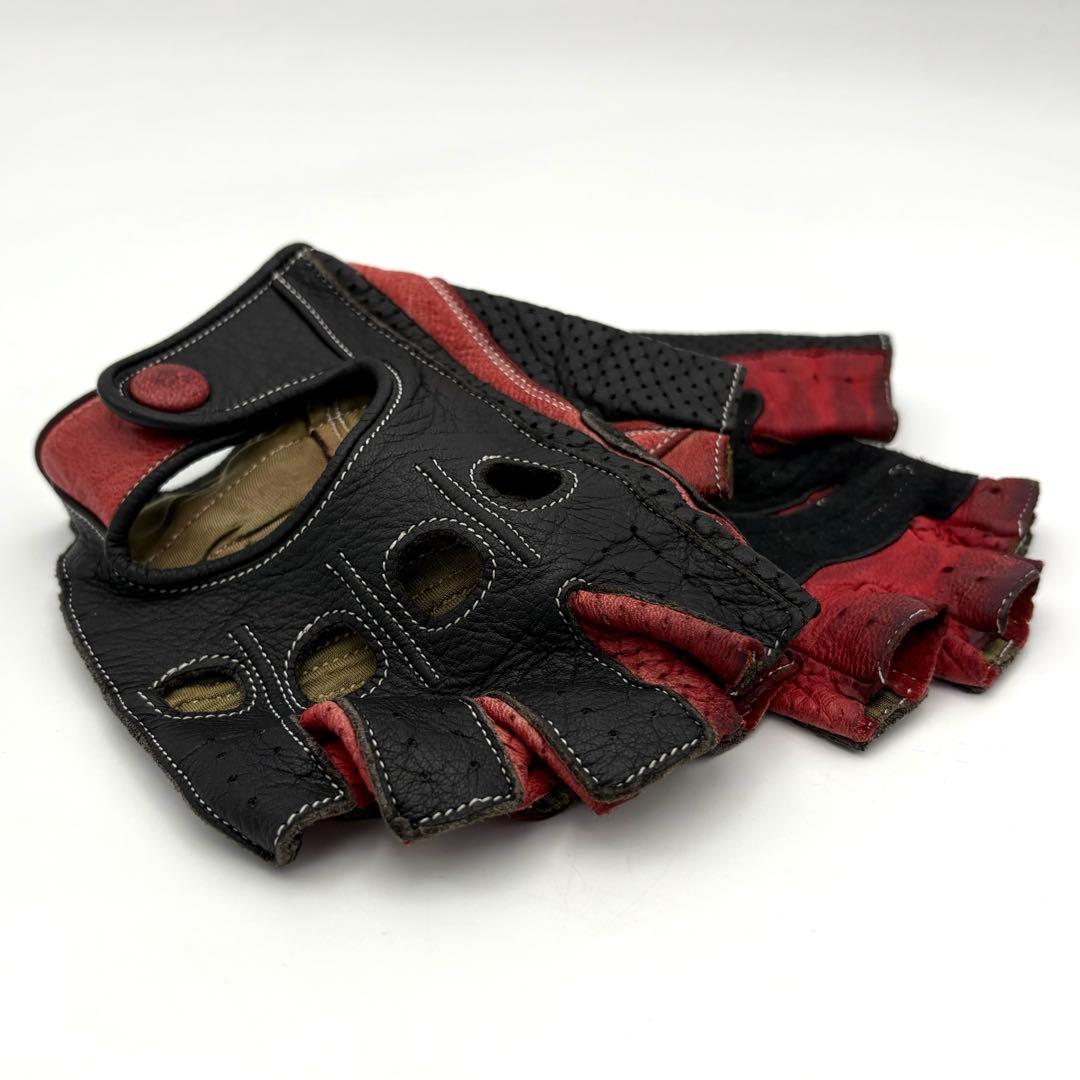 CACAZAN ドライビンググローブ DDR-071R(鹿革)ブラック×レッドL