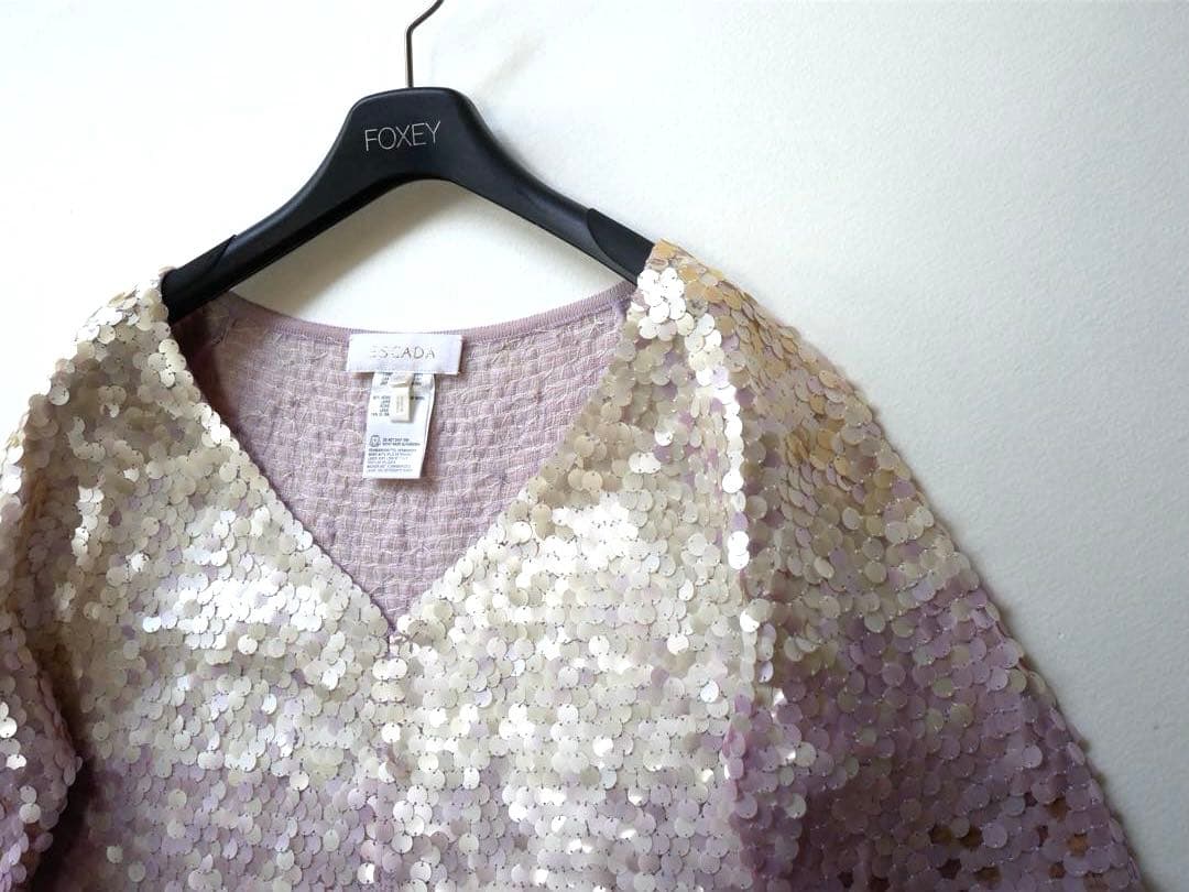 ESCADA エスカーダ 豪華スパンコール ウールカーディガン 40