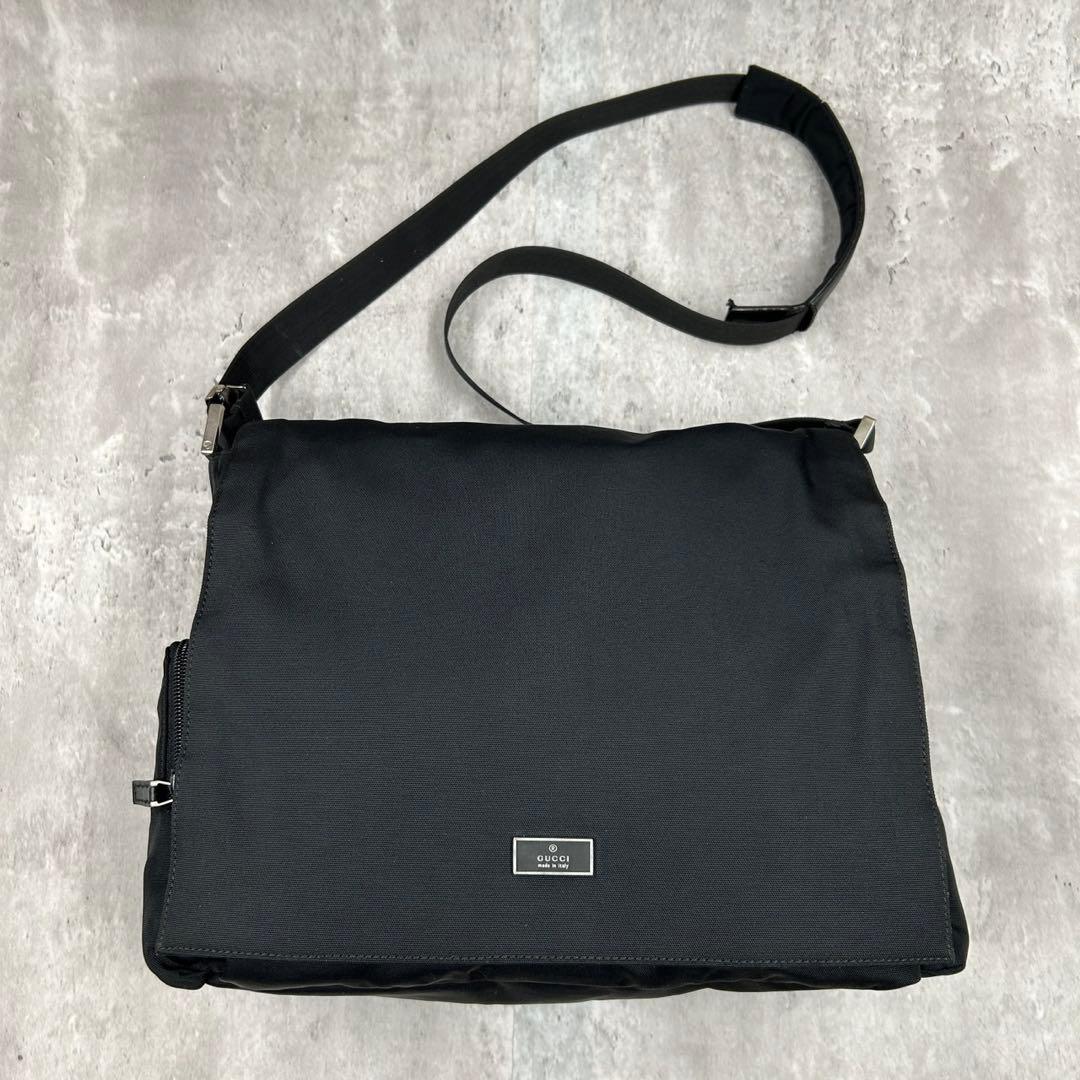 【良品】 グッチ ショルダーバッグ 2way メッセンジャーバッグ ブラック