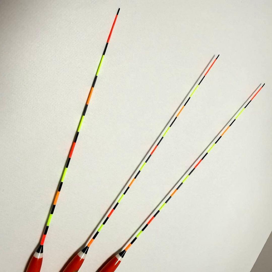 【未使用】奈光浮子　朱BK-3 羽根2枚合わせ　PCムクトップ　3本セット