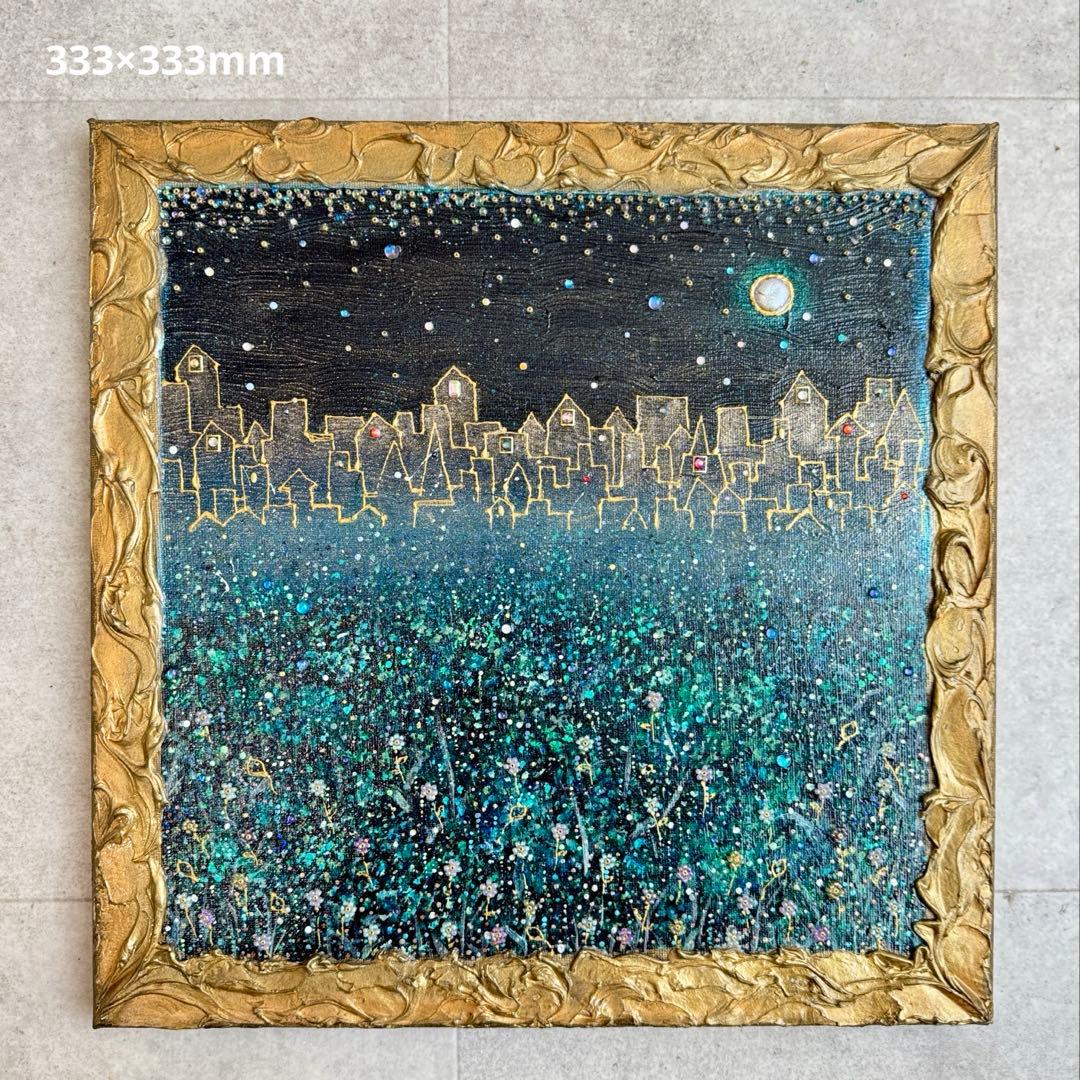 アクリル画テクスチャーアートno.839抽象画キャンバスアートパネル夜景