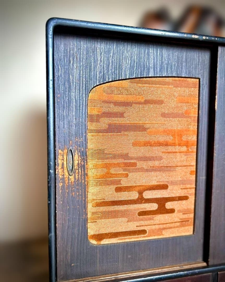 【アンティーク】木製 天然木 茶棚 茶箪笥 水屋箪笥 飾り棚 昭和中期 時代家具