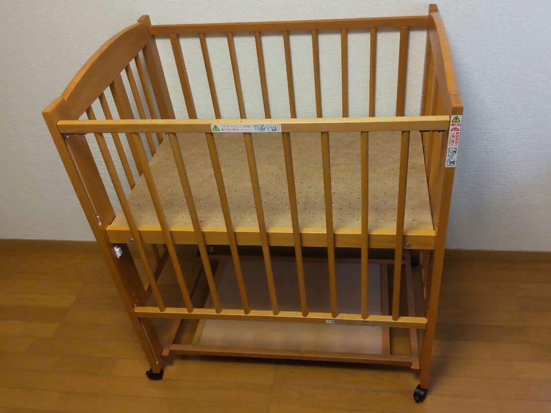 ベビーベッド 石崎家具「ミニワンタッチハイベッド プチ」 サンデシカ敷布団付き