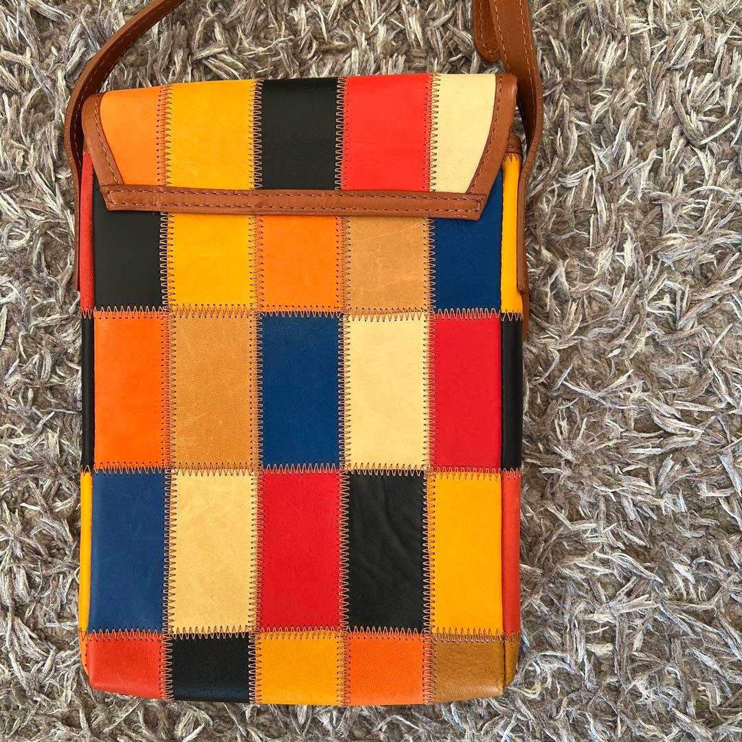 トライオン　レザー パッチワーク ショルダーバッグ