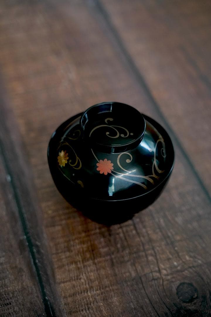 輪島塗　菊水蒔絵　　雑煮椀　煮物椀　５客