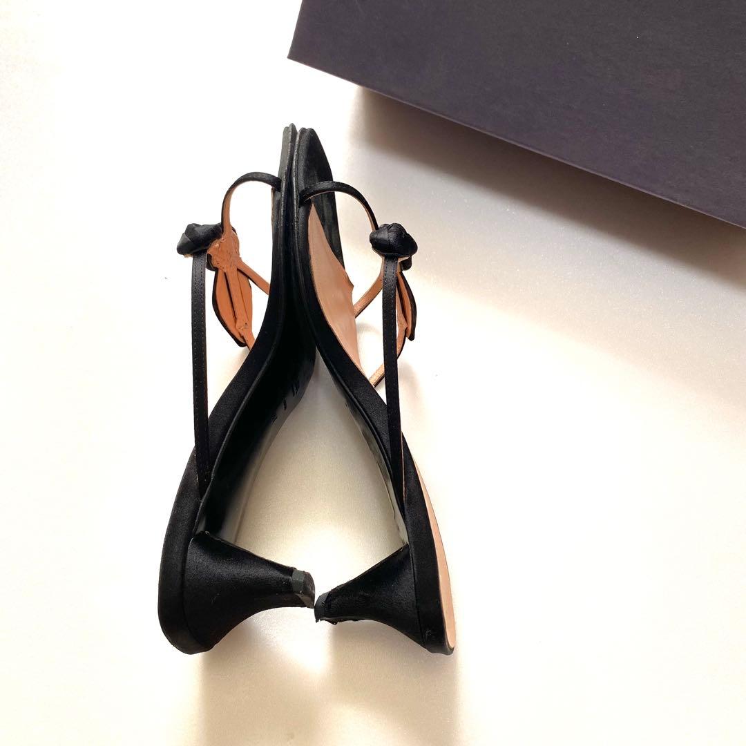 PRADA プラダ　サンダル　23.5 ミュール　黒　バラ　お花モチーフ　37