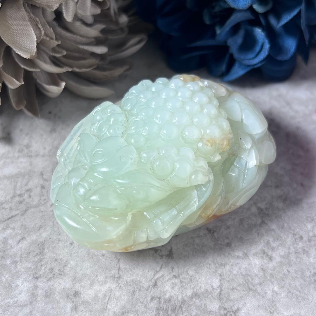 【翡翠？】青蛙神(蟾蜍)玉器置物　手把件 小擺件