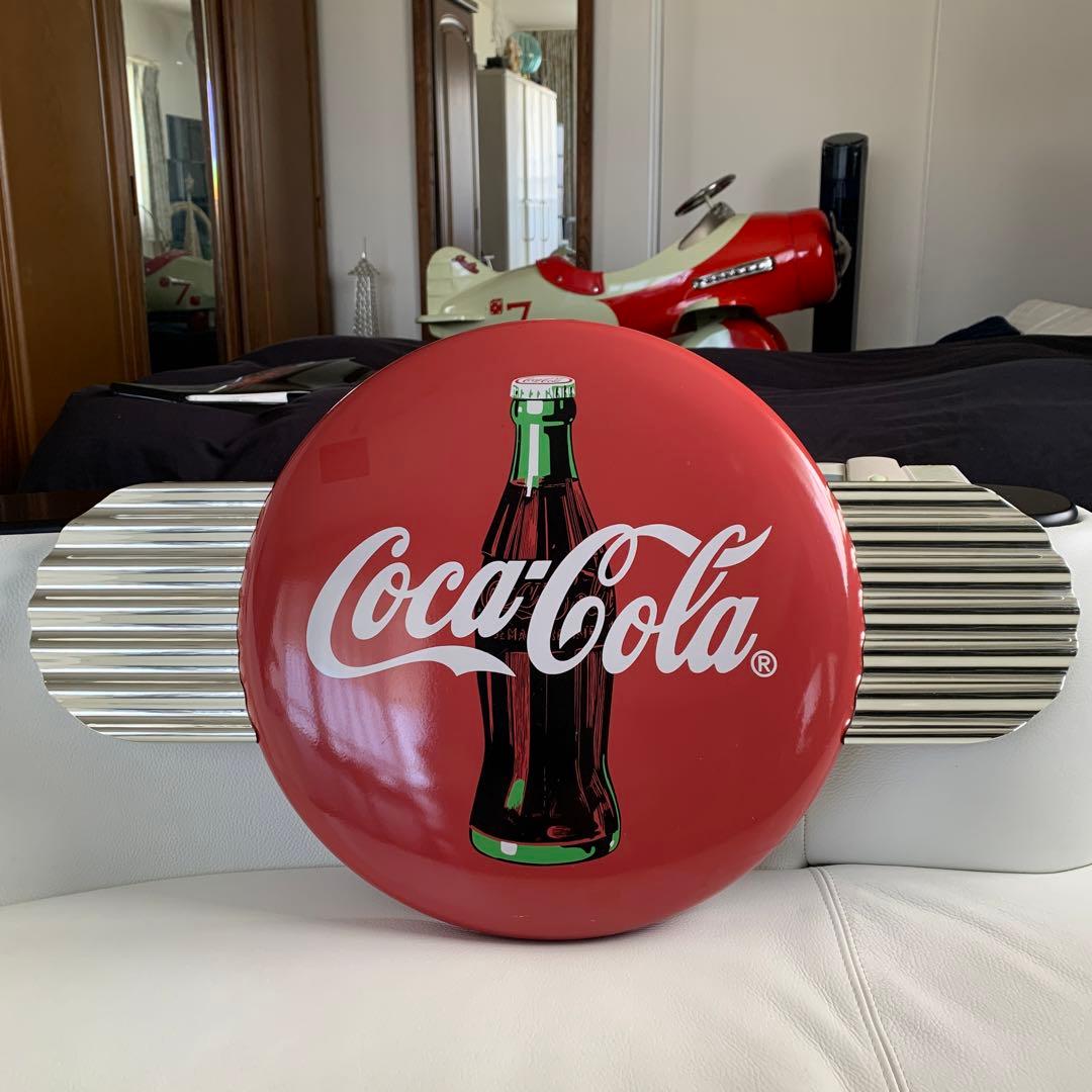 コカコーラ　看板　サインボタン　ホーロー看板　羽付　フェザー　ダイナー　アメリカ