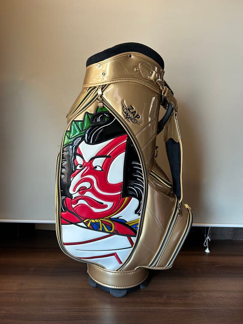 ザップZAPキャディーバッグ　歌舞伎画　ゴールド