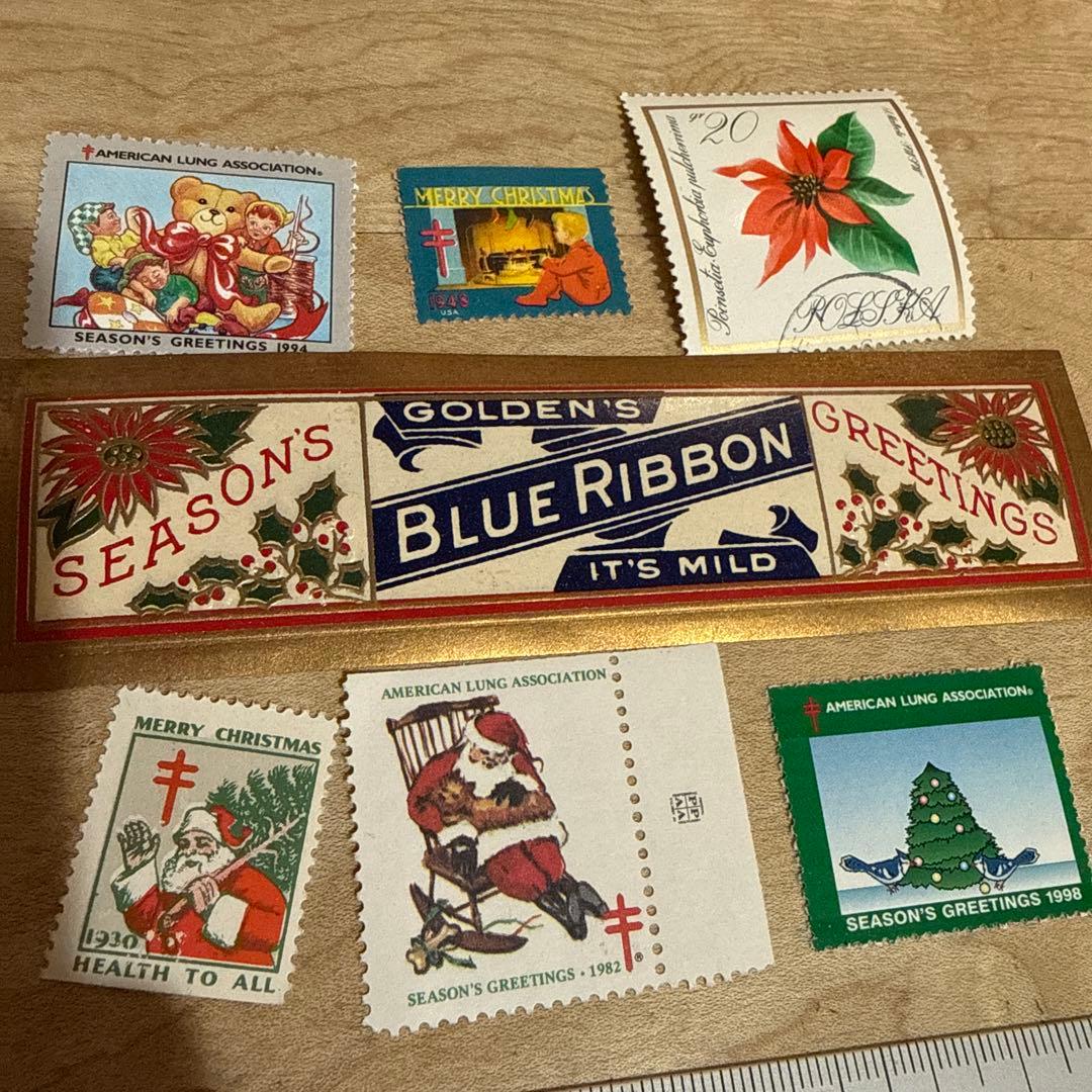 海外紙物　レア　blue line クリスマス柄ロールチケット＋おまけのシール等