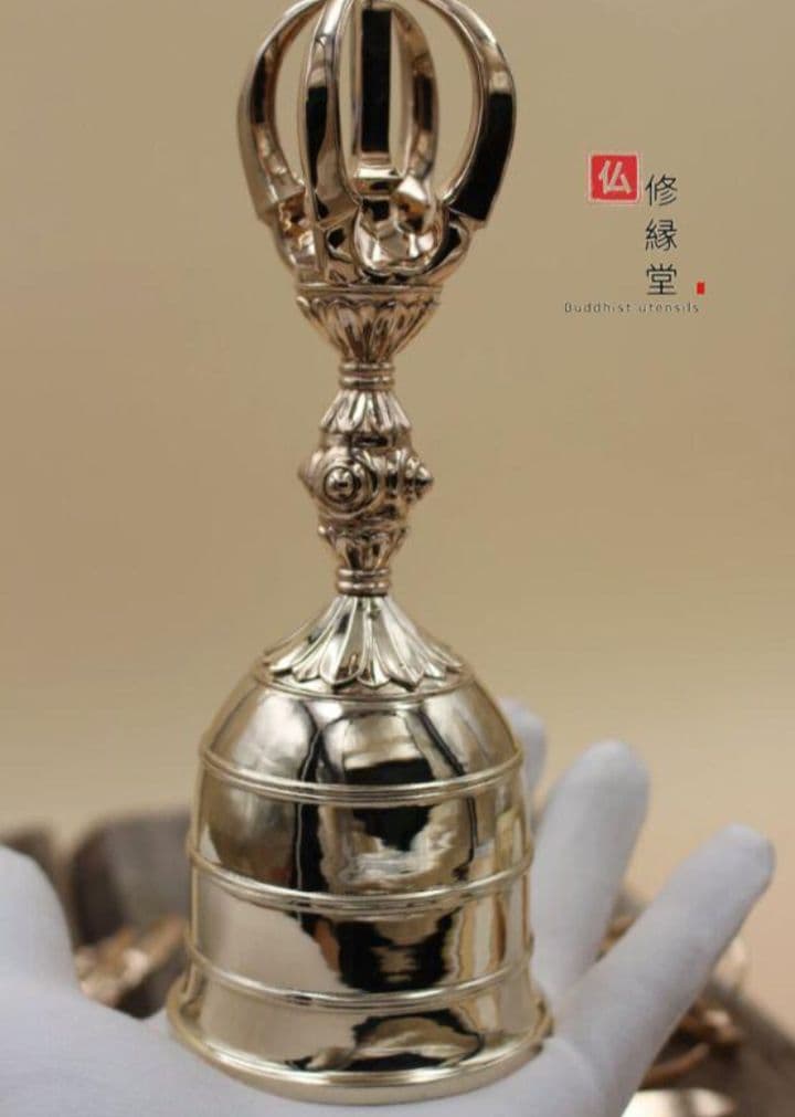 【修縁堂】密教法具 空海大師飛行法器 五鈷金剛鈴 鐘 真鍮製 19cm