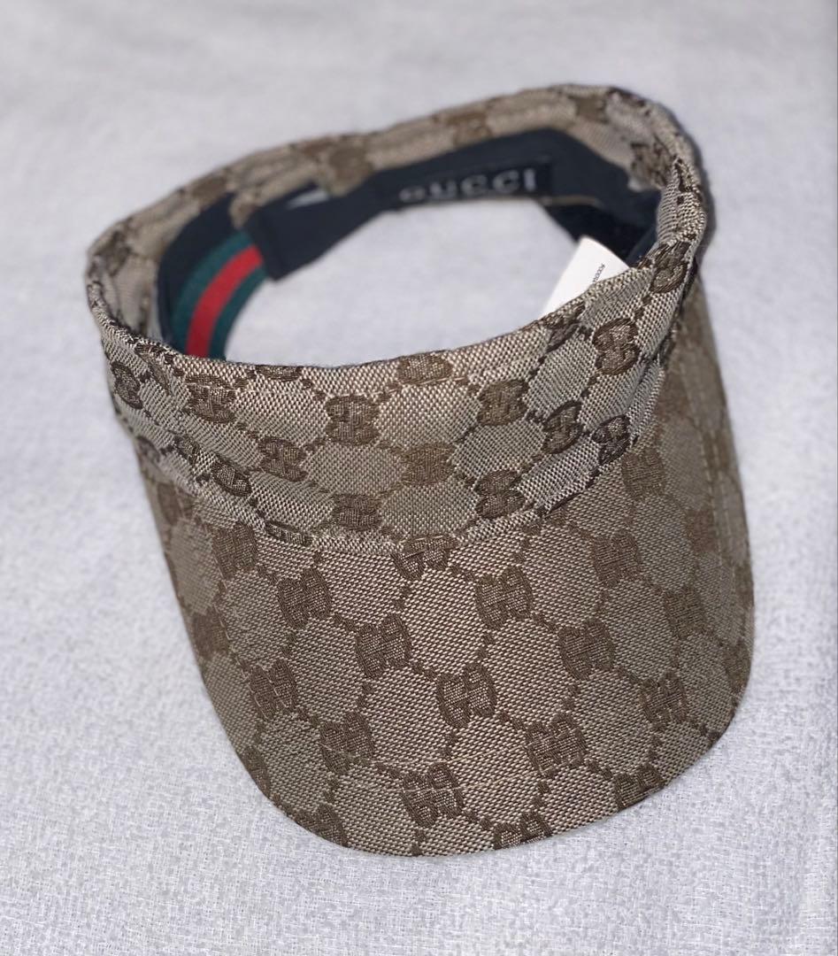 (中古)GUCCI GGパターン サンバイザー ベージュ
