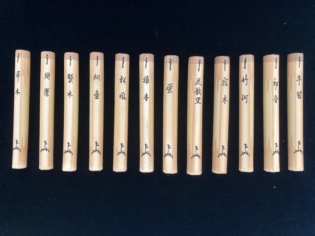 茶道具茶杓 / 即中斎自作茶杓「源氏十二月」宗哲蒔画 / 元箱付 箱書きあり