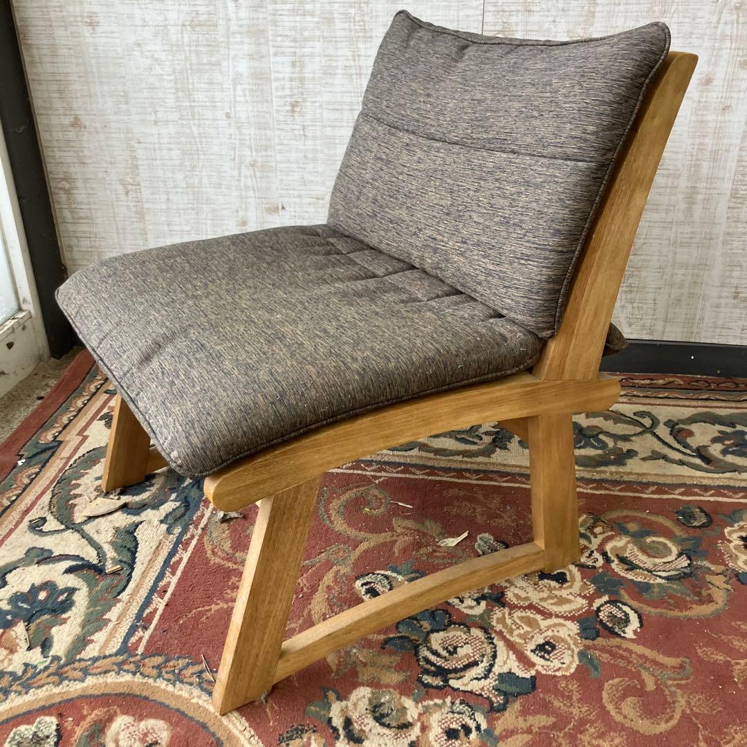 ① 北欧レトロ ミキモク 雅 木製フレーム アームレスチェア 一人掛けソファー