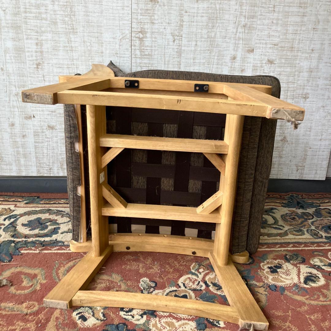 ① 北欧レトロ ミキモク 雅 木製フレーム アームレスチェア 一人掛けソファー