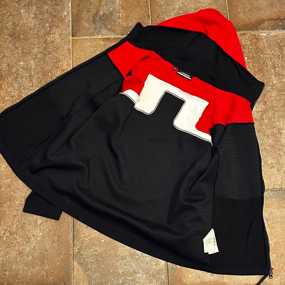 J.LINDEBERG MENS Jeff Hood 長袖　パーカー　レッド系