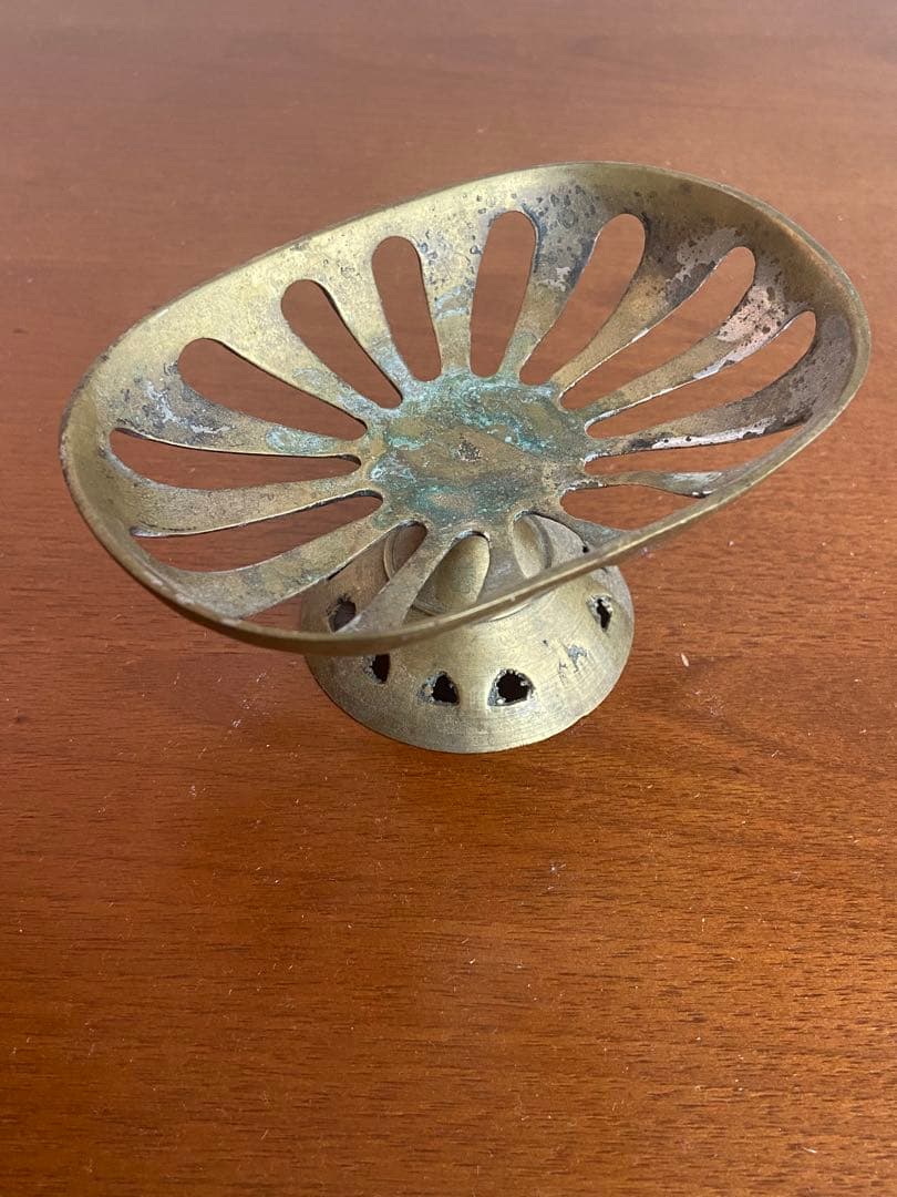 仏1920s 真鍮透かし台座皿 初期デコ