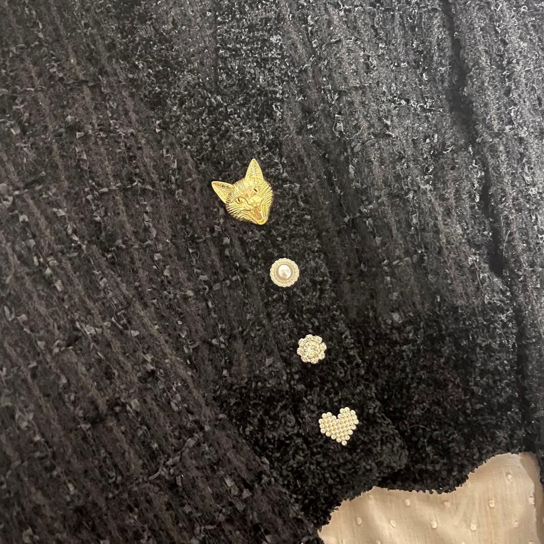 未使用美品 furfur 2025SS フィリーチョコレート猫カーディガン 黒