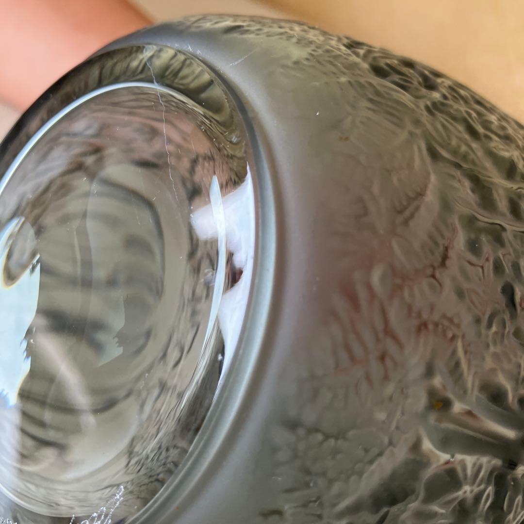LALIQUE グレー ガラス花瓶 動物模様