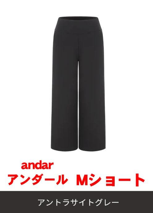 【andar】Airywin 裏起毛マキシワイドレギンス　M　ショート　グレー