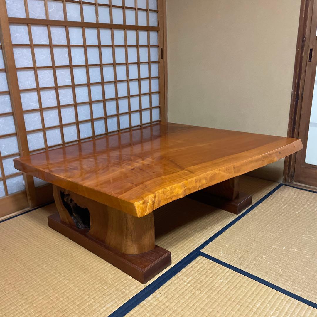 【銘木】欅 無垢一枚板 センターテーブル 注文品 特注品 珍品 昭和レトロ