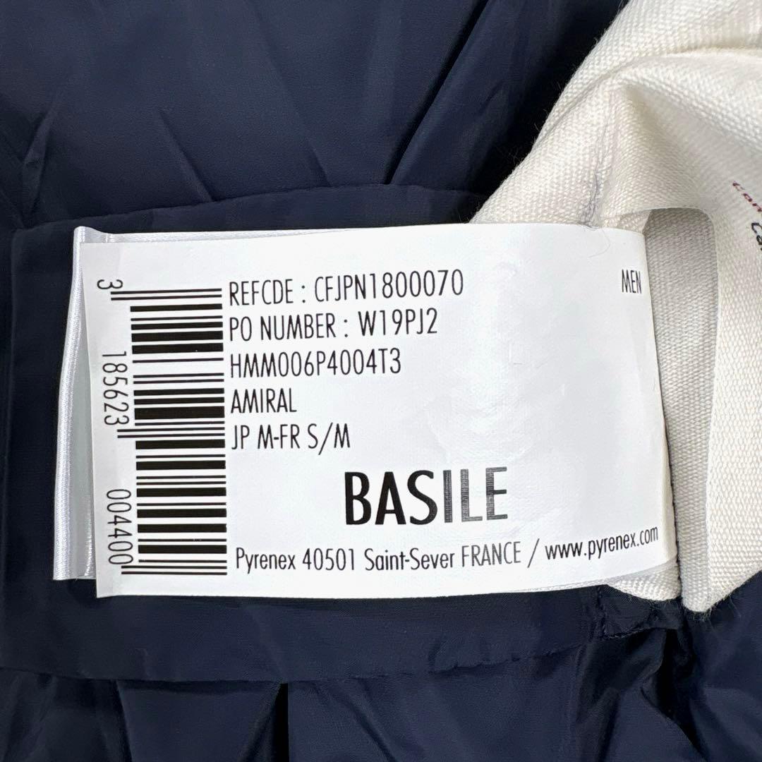 ピレネックス　バジーレ　ダウンジャケット　ロゴワッペン　スタンドカラー　ネイビー