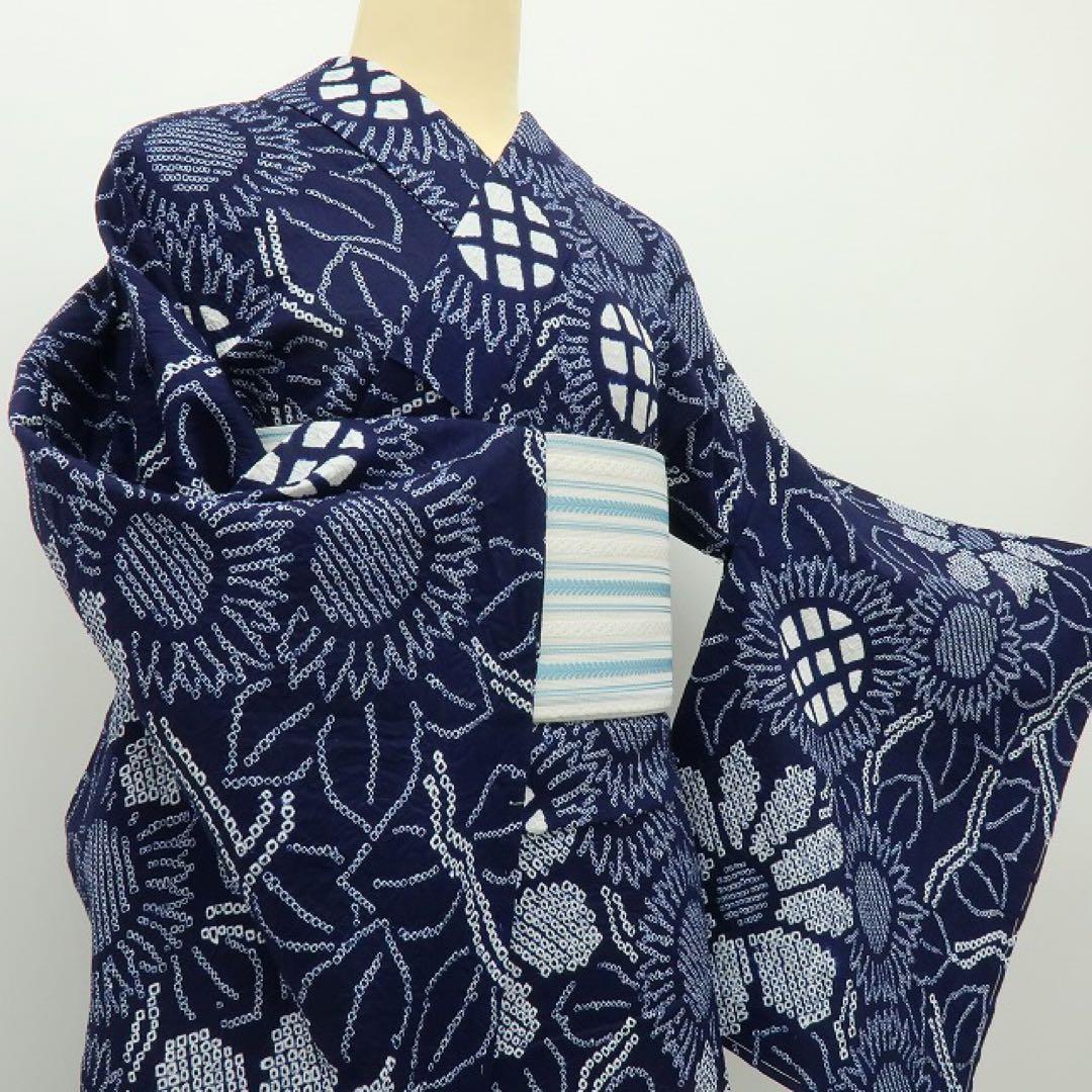 Jasmine❤︎様✺美品未着用 有松鳴海絞り 向日葵 高級浴衣 着物 A3388