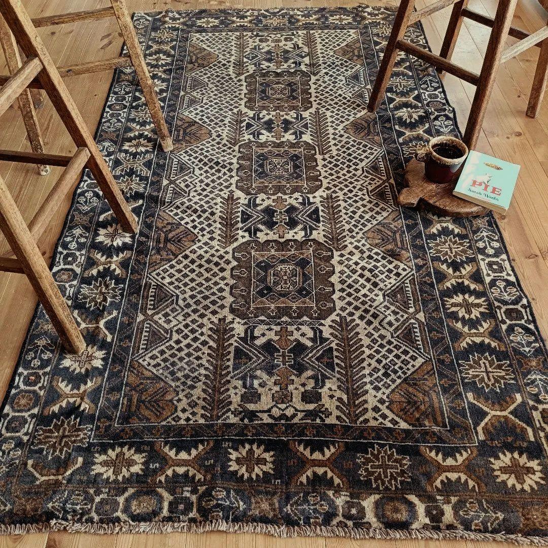 【値下げご依頼】60s ロング！L195cm トライバルラグ ヴィンテージラグ