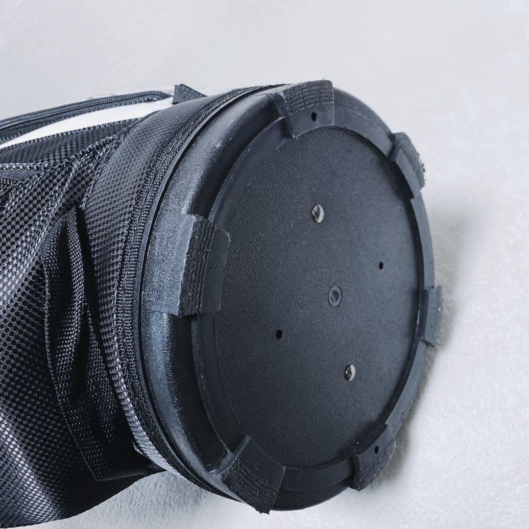 アディダス　キャディバッグ　ホワイト×ブラック　白黒　エナメル　合成皮革　9型