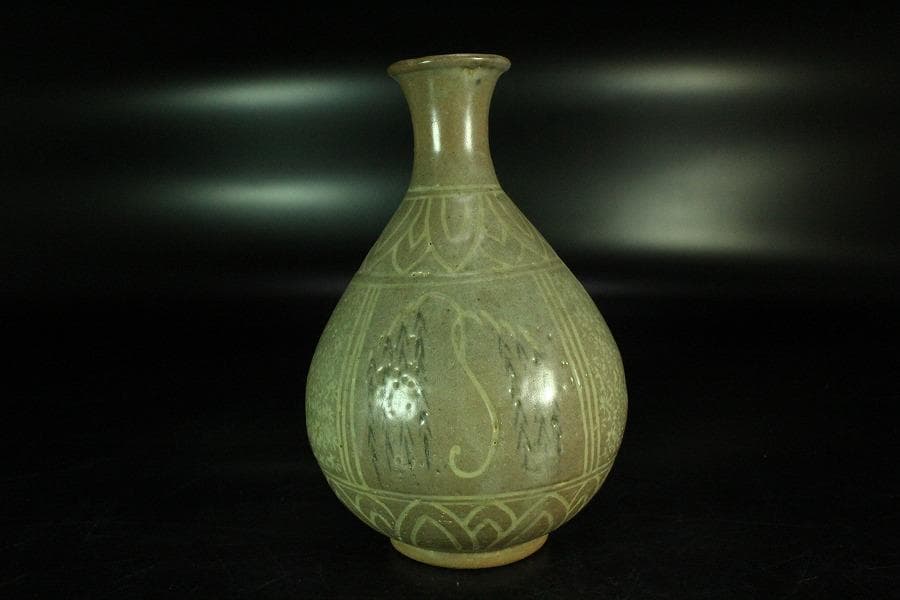 高麗美術 李朝 柳模様 徳利(K-A826)
