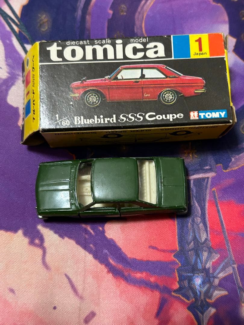 トミカ　日本製　ニッサン　ブルーバード　SSSクーペ　1Aホイール　緑