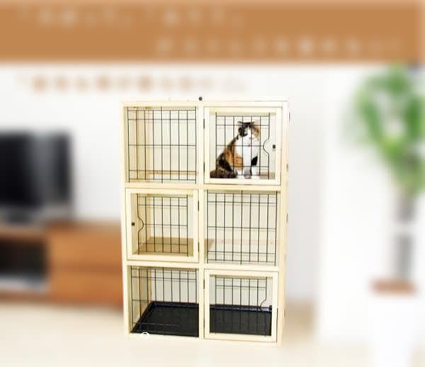 ③廃盤品 希少ナチュラルワン☆彡木製キャット猫おやすみケージ（３段ナチュラル色）