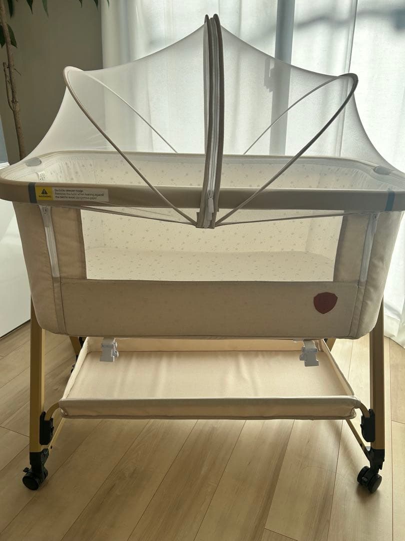 折りたたみ HZDMJ ベビーベッド ゆりかご 添い寝 プレイヤード　ベージュ