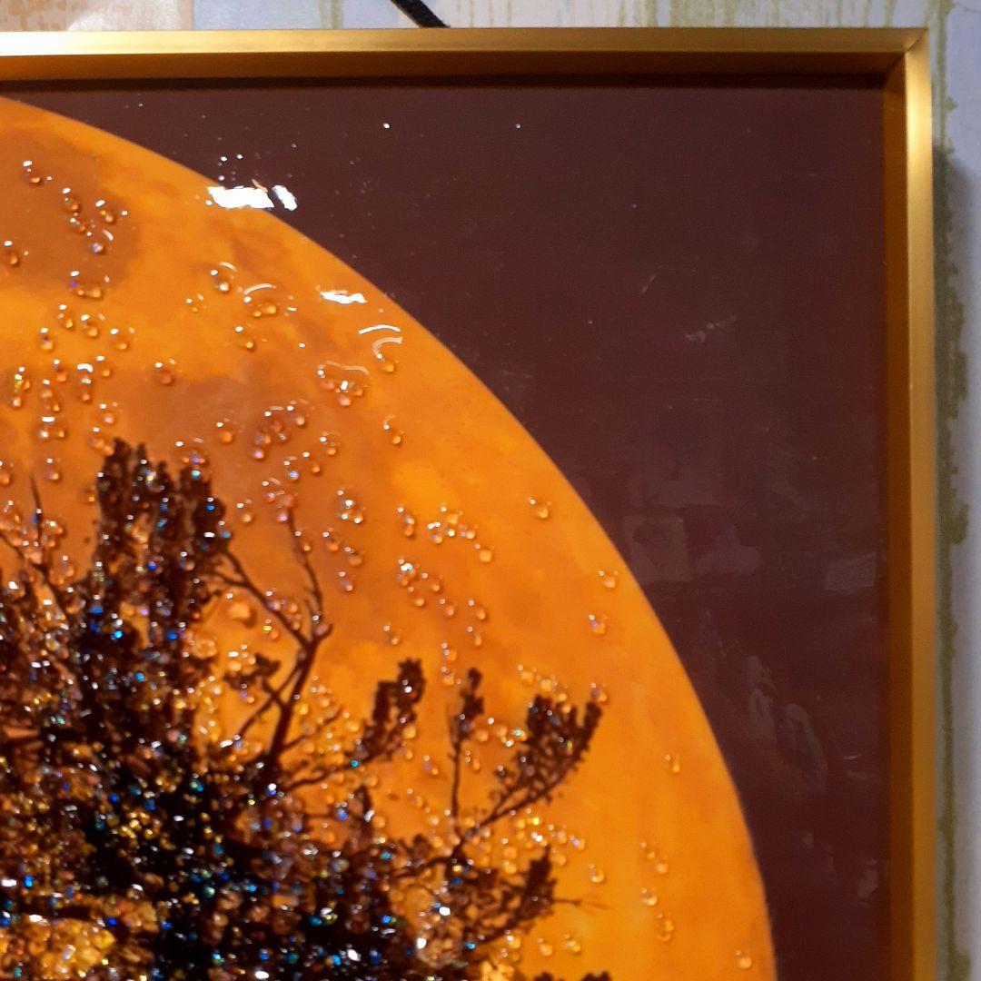 輸入雑貨　天然石　『ムーン』　風景画　水晶石　クリスタル　フレーム付き