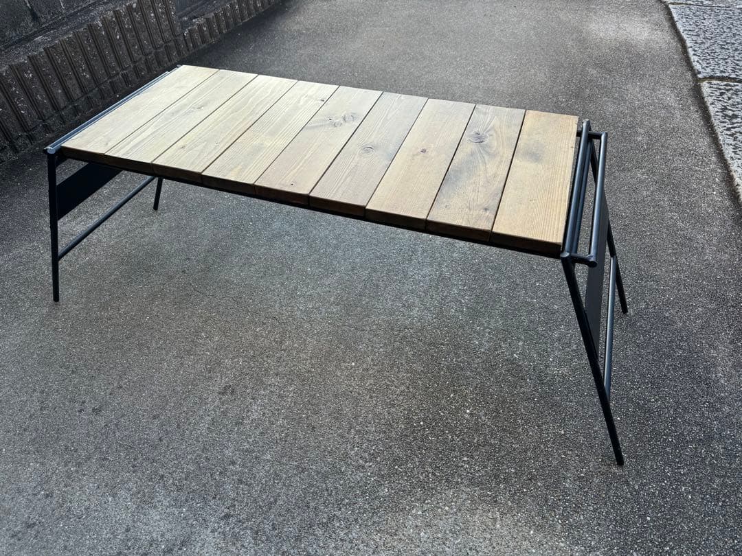 アイアン工房　アイアンテーブル　(太板)収納バック付