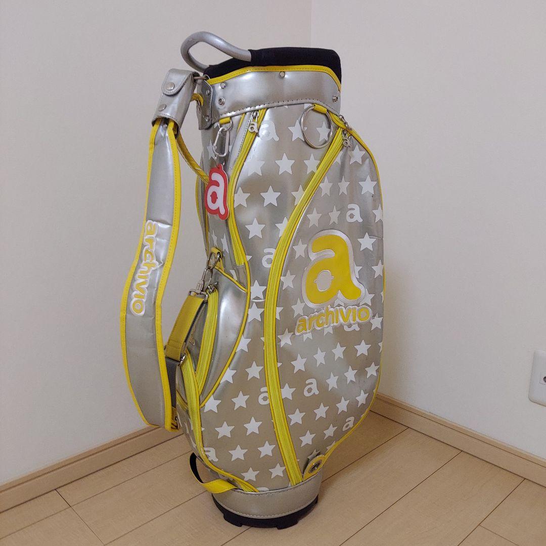 ARCHIVIO アルチビオ キャディバック シルバー/イエロー★ヘッドカバー付