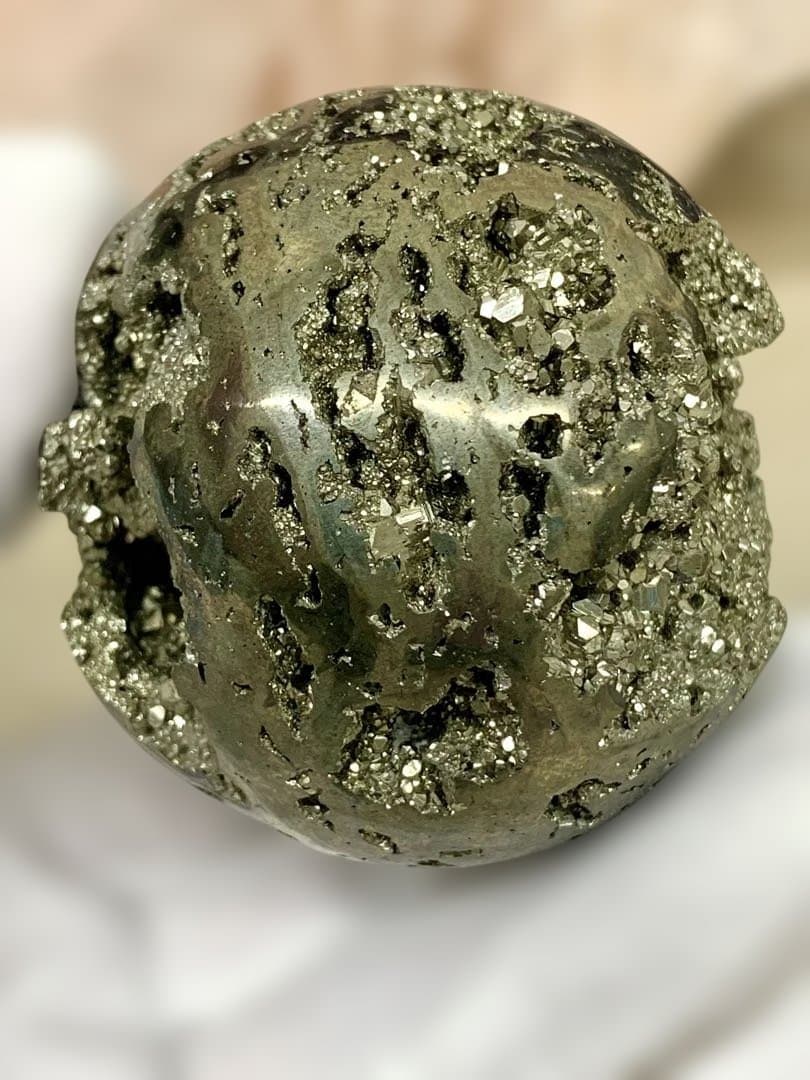【希少】結晶きらめくパイライトスフィア✴︎富と守護を宿す｜天然石インテリア