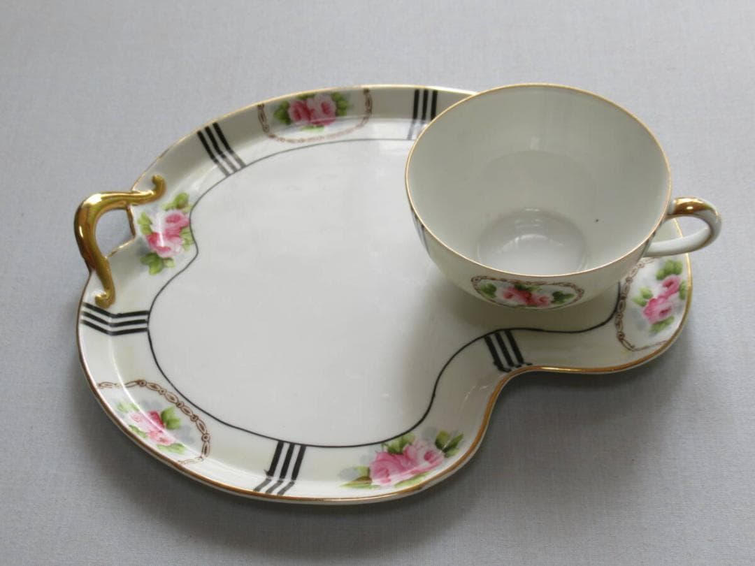 ◆美品 大正後期 定価4万！オールドノリタケ 金彩金盛 薔薇 カップ＆プレート