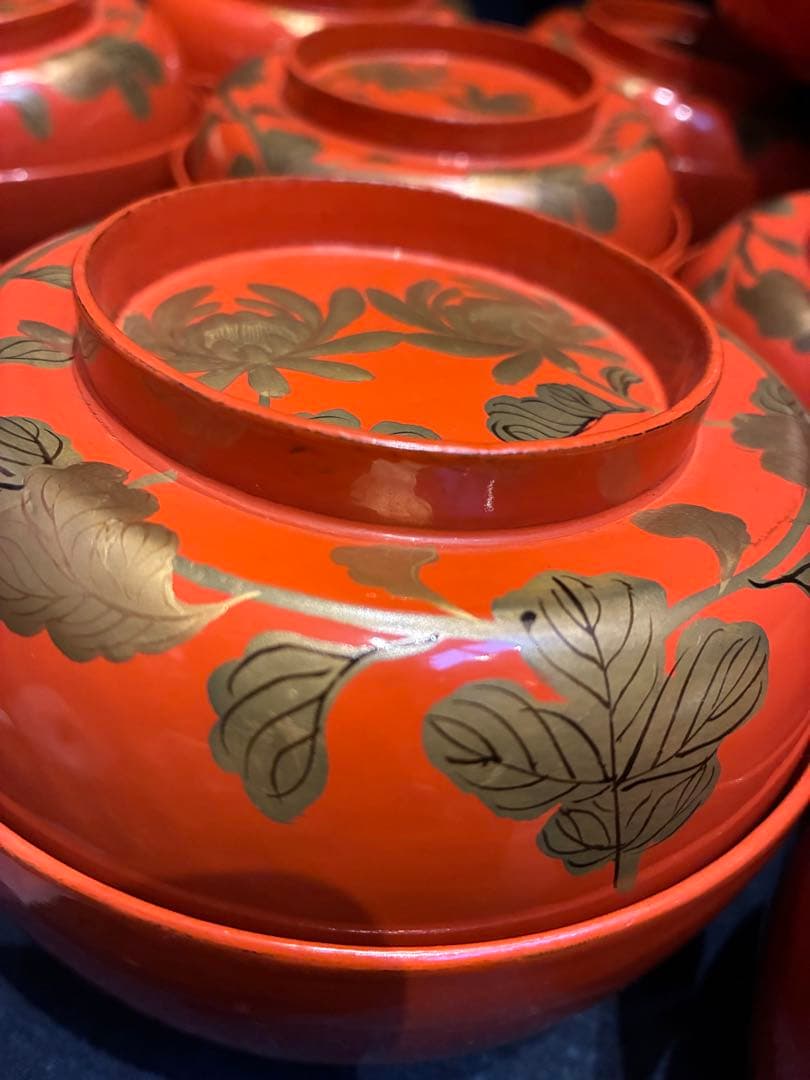 漆器　菓子椀　10客　大正期　蒔絵　木箱付　傷み無し