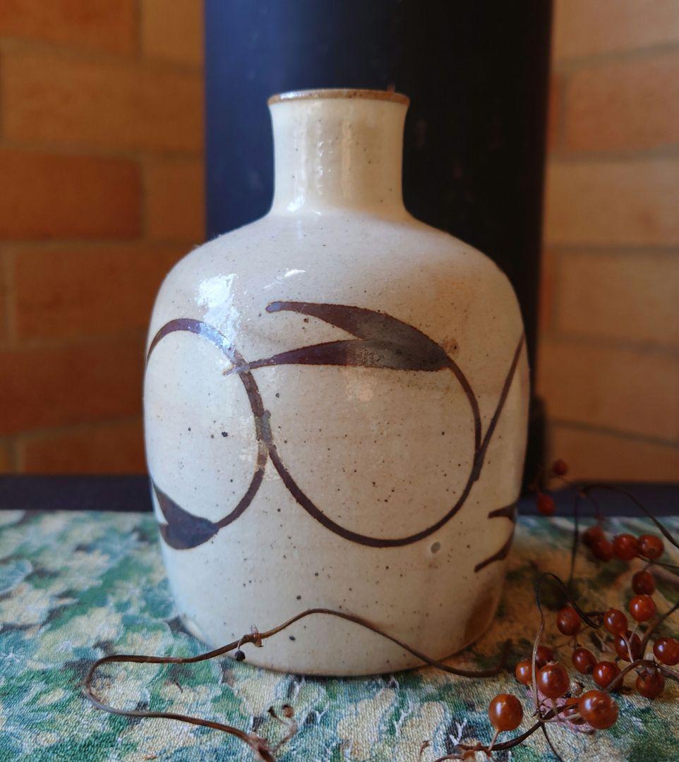 人間国宝　第十二代中里太郎右衛門　無庵　絵唐津鉄絵　砧二合徳利　窯傷　箱無