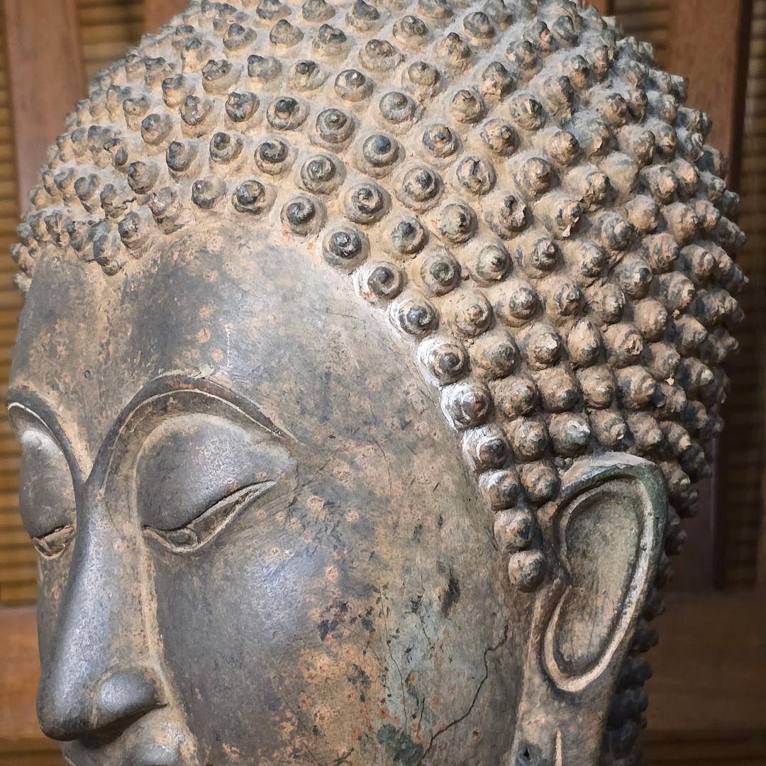 仏頭　レプリカ　タイ　スコータイ　金属製 40cm