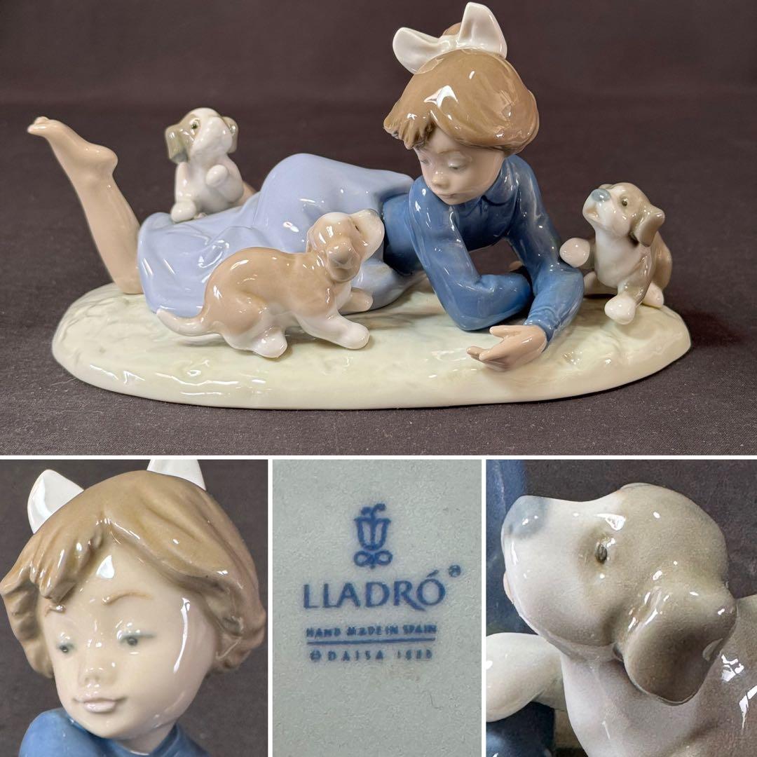 H82 送料無料　リヤドロ　LLADRO　みんなで遊びましょう　少女と仔犬