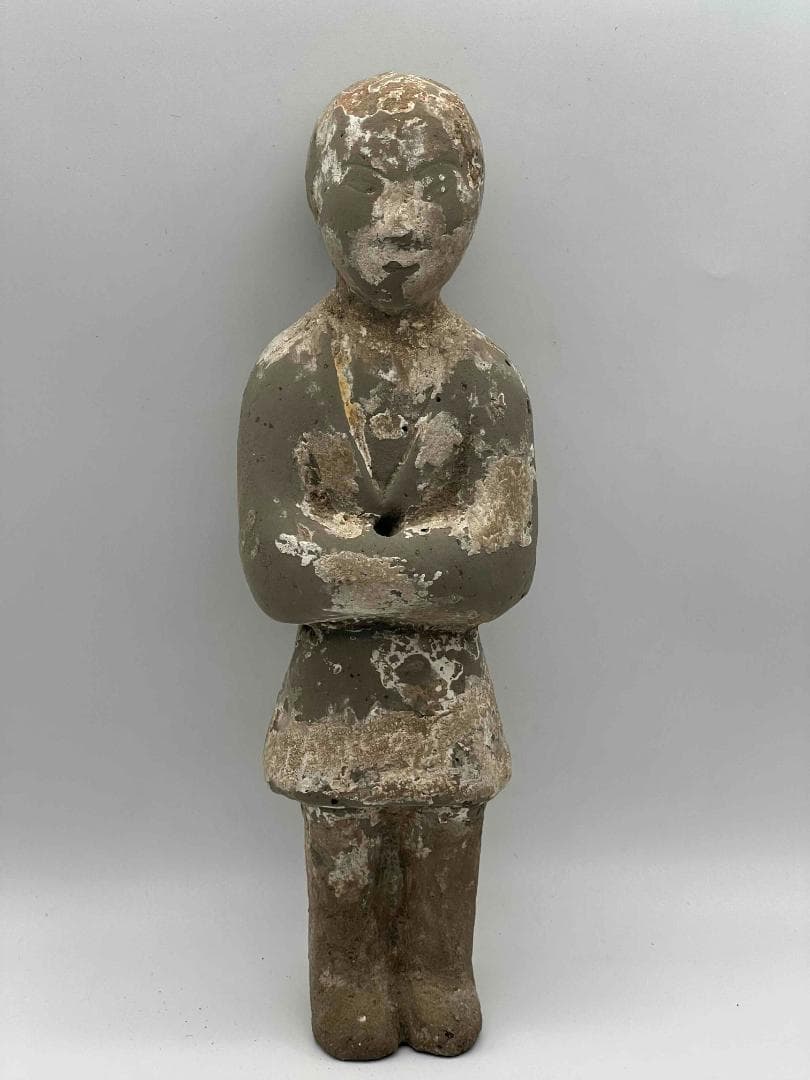 唐時代　武士胡人陶俑　極上品　旧家旧蔵　唐物　時代物　置物(B-64)