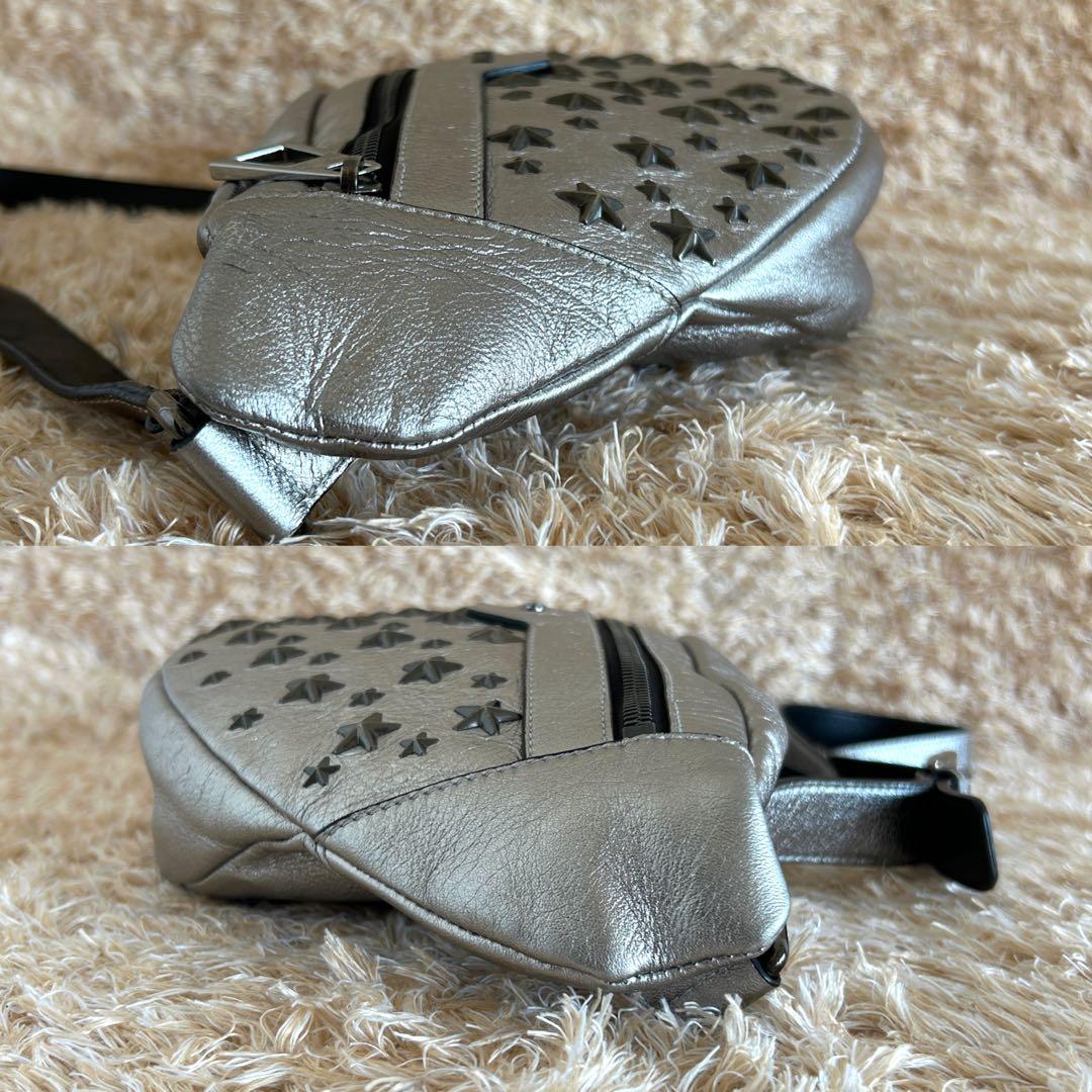 極美品✨ ジミーチュウ デリー スタースタッズ レザー ボディバッグ シルバー