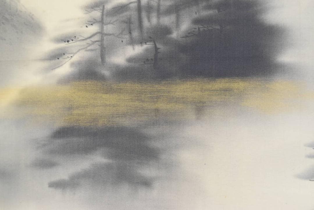 【真作】躬世/嵐狭筏下り図/横物/掛軸/名家伝来/AA-601