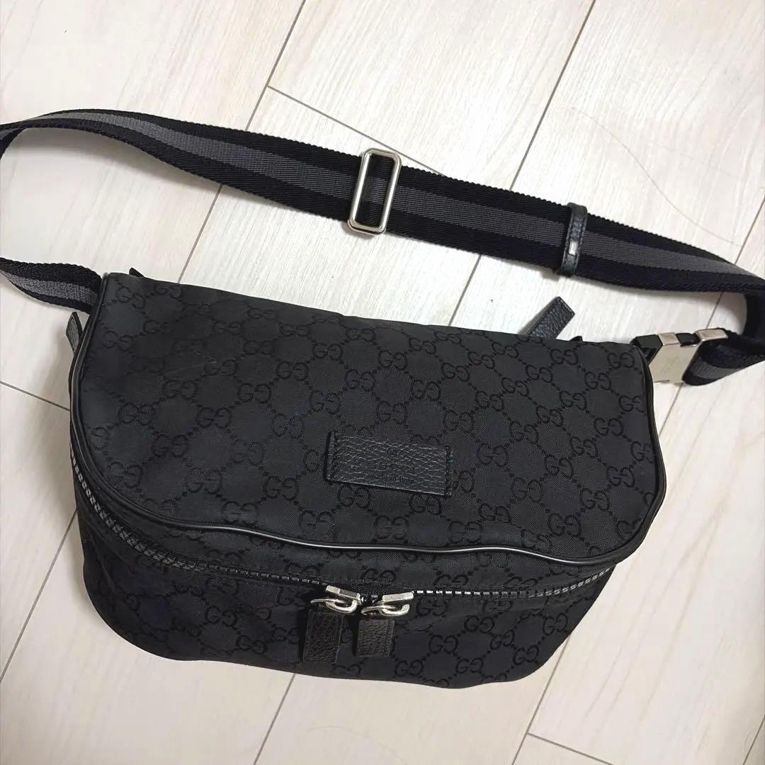 【美品】GUCCI ボディバッグ GGパターン ブラック