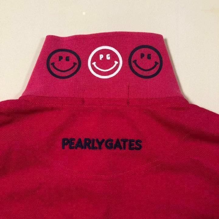 パーリーゲイツ ニコちゃん ポロシャツ 日本製 レッド系 サイズ0